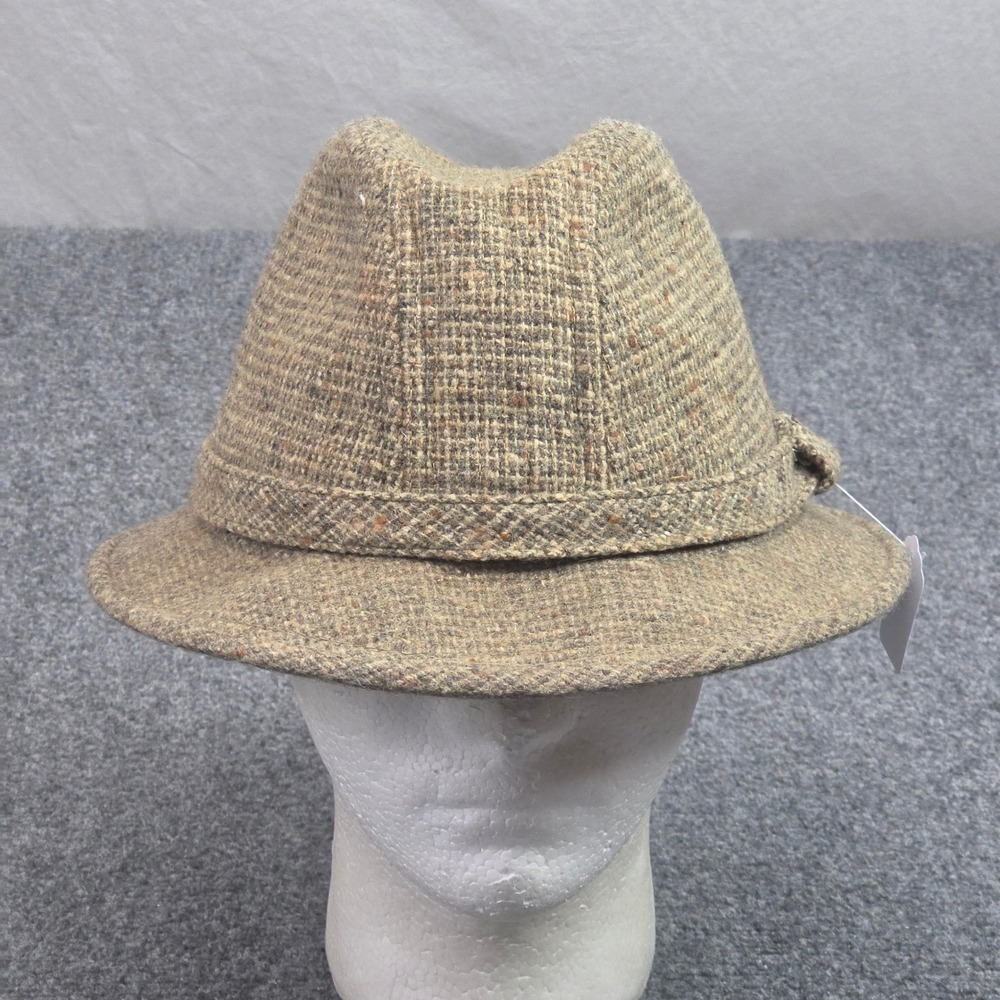 Vintage 60s Botany 500 Fedora Hat XL Tan Brown Tweed Wool Blend Vintage Trilby